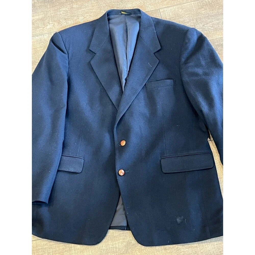 Farah of Texas CountryWear Blue‎ Wool  Blazer Sport Jacket 100% Wool 46L